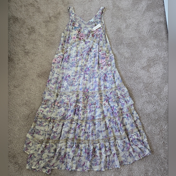 NWT Sundance Embroidered Sleeveless Maxi Dress Tiered Lined Slip size XL - Picture 13 of 13